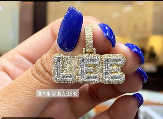 10k Yellow Gold diamond custom Diamond baguette name plate