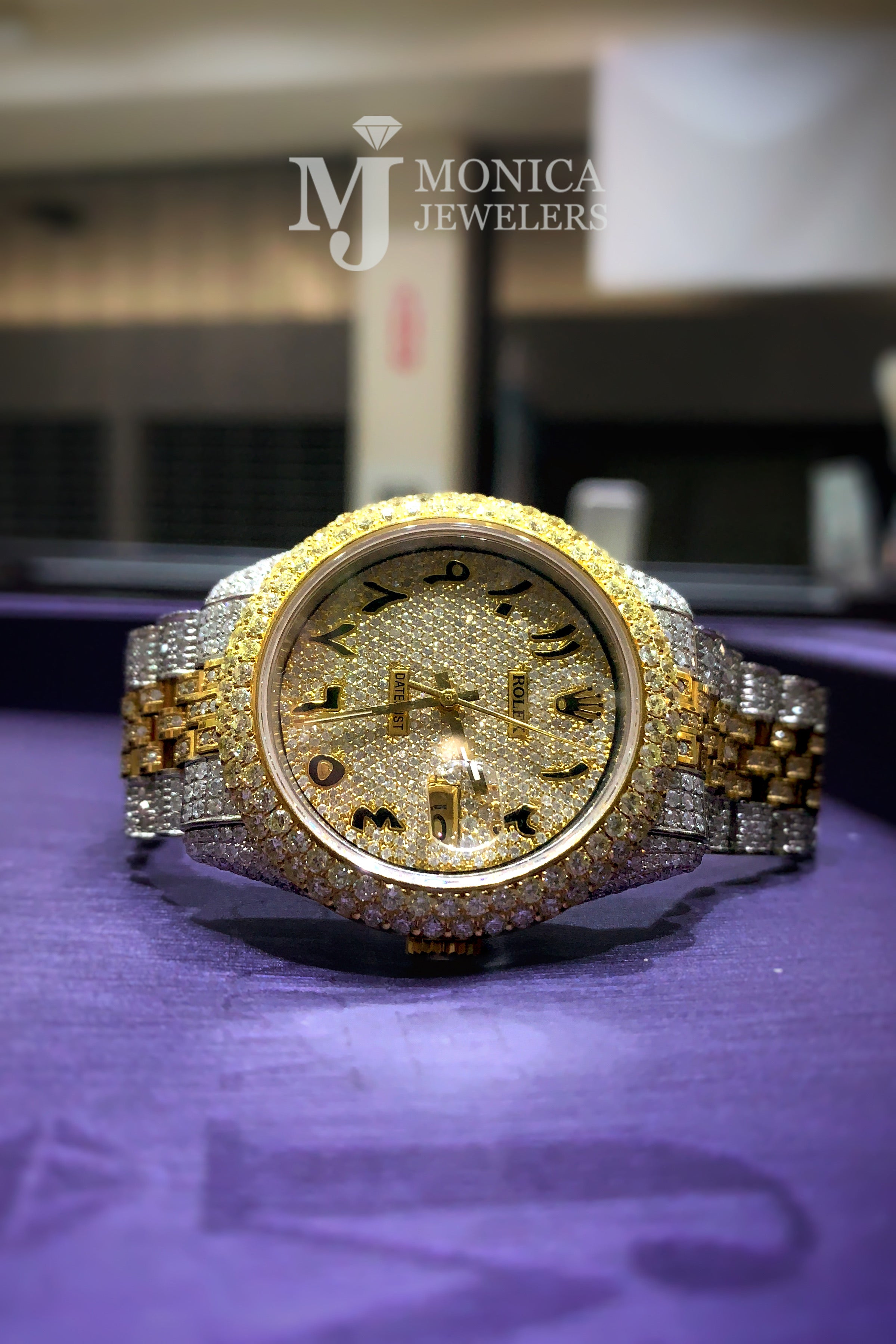 Iced out bust down rolex sale