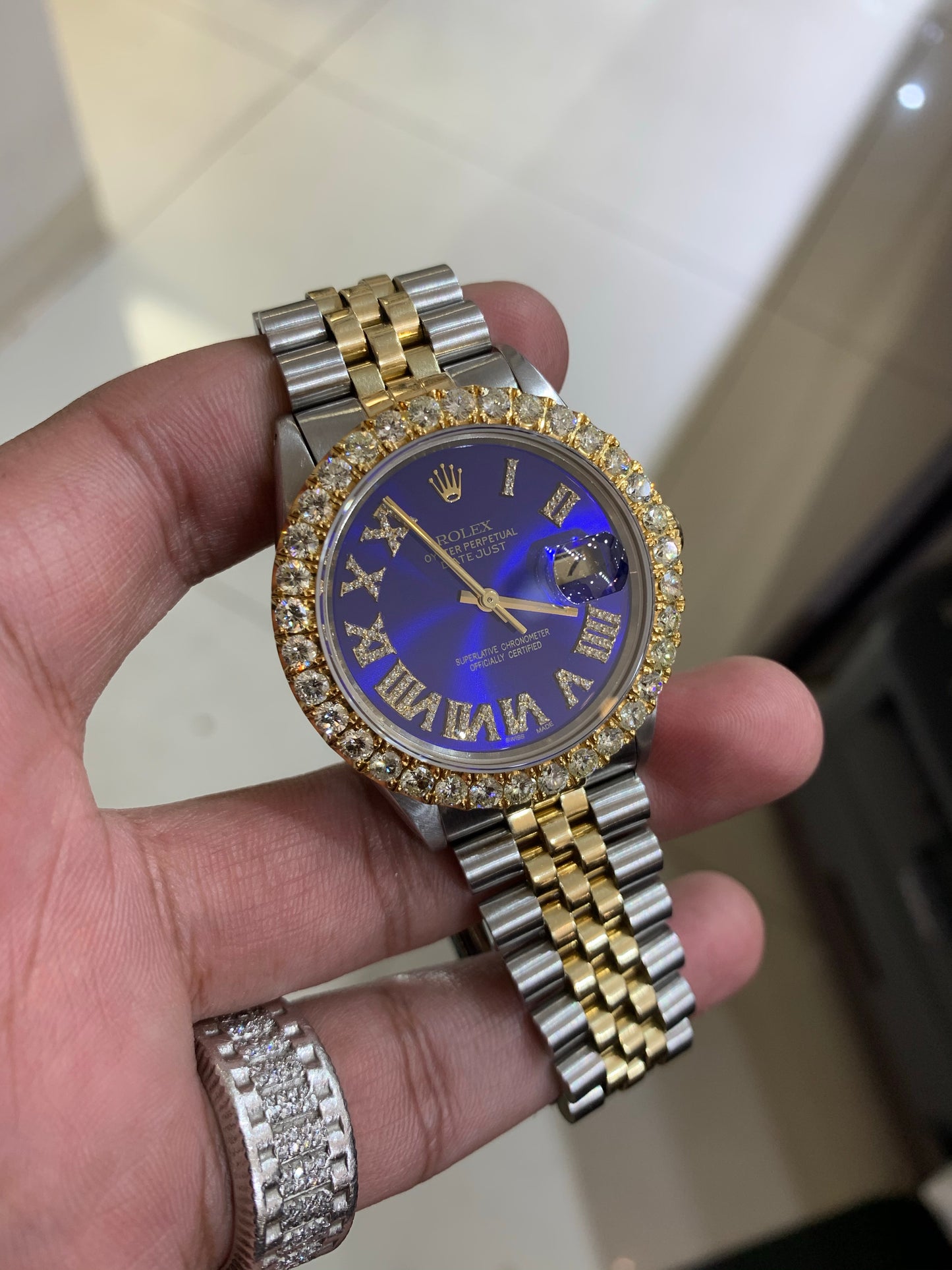 16013 18k/Stainless steel Jubilee with Blue Roman Numeral Diamond dial 3.50ctw