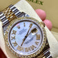 16013 18k/Stainless steel Jubilee with White mother of pearl Roman Numeral Diamond dial 3ctw