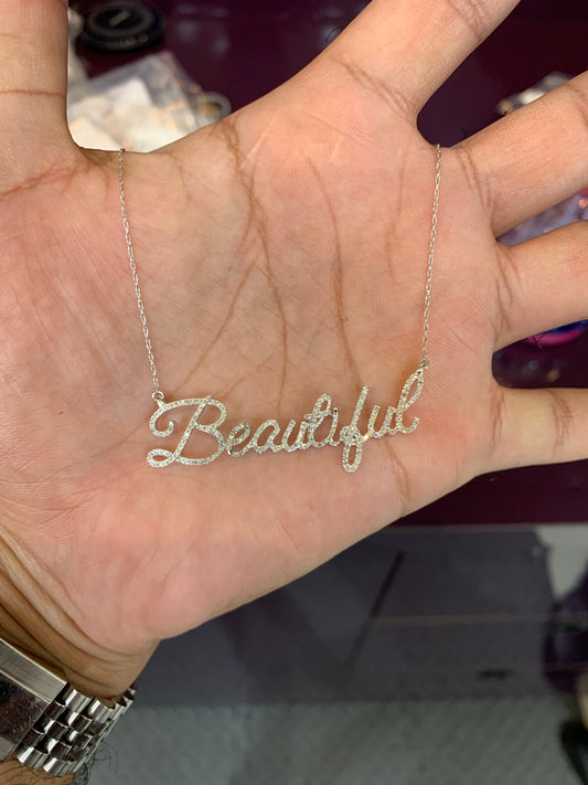 10k White gold diamond Beautiful necklace