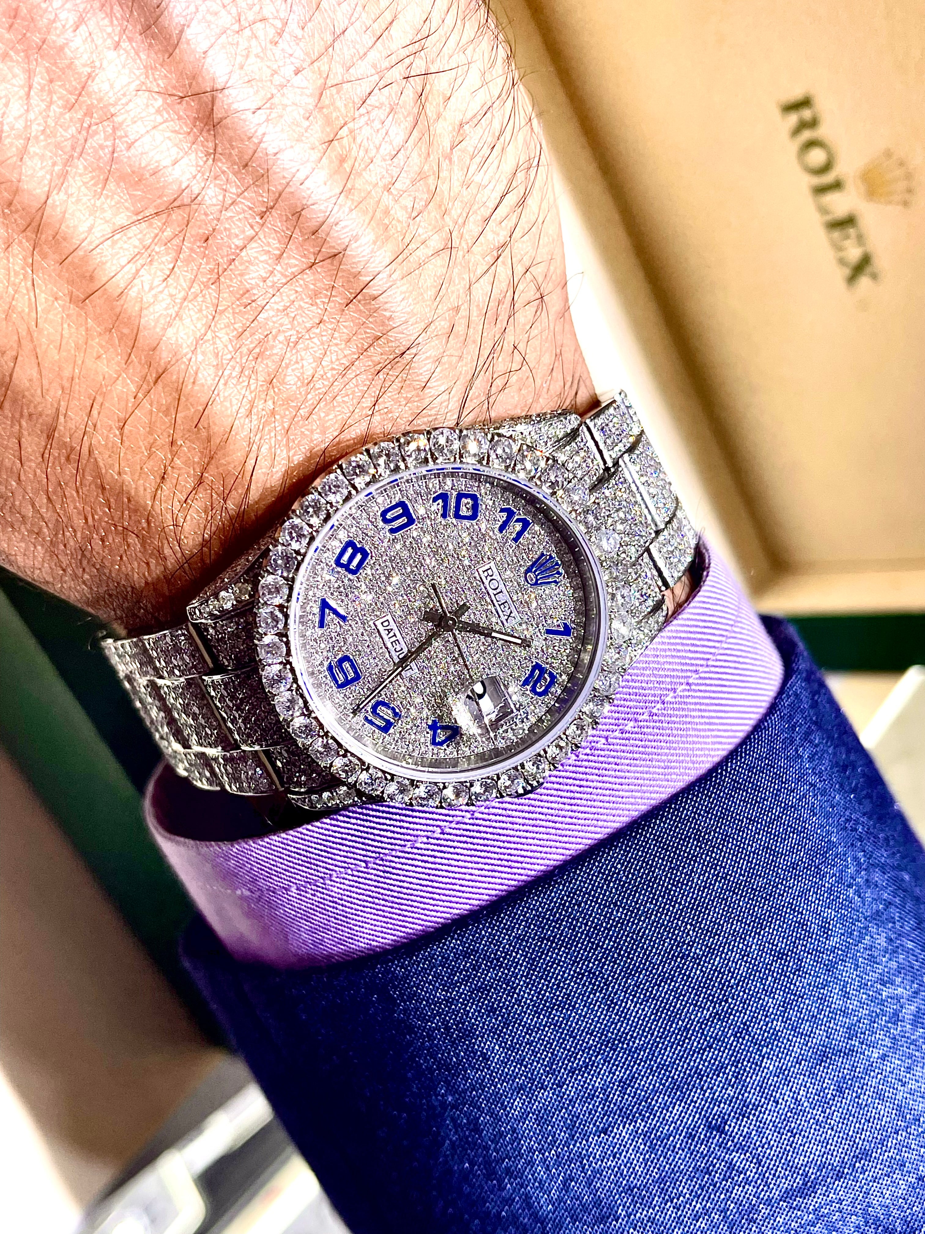 Blue face clearance bust down rolex