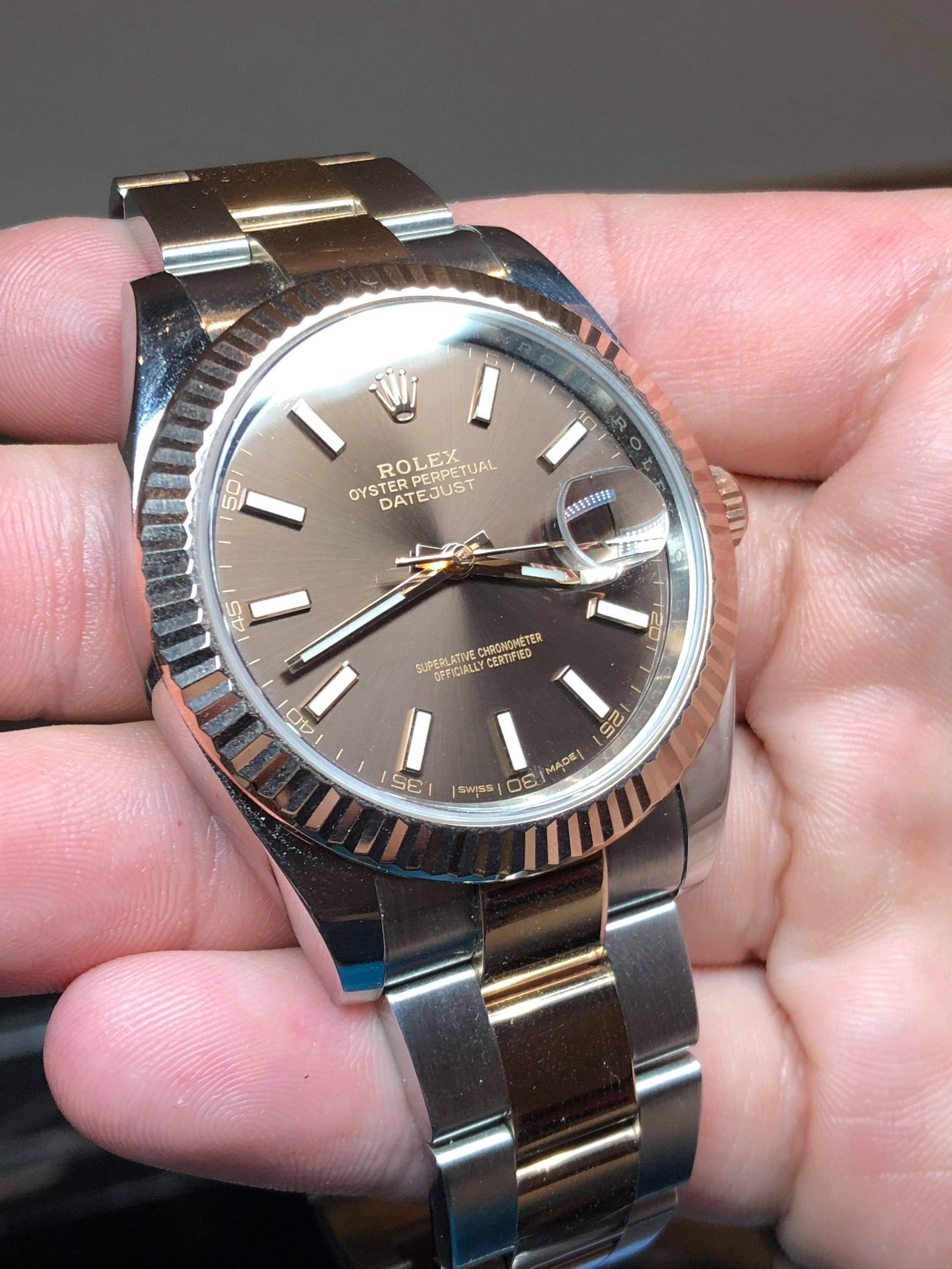 Rolex datejust 41 rose hotsell gold chocolate