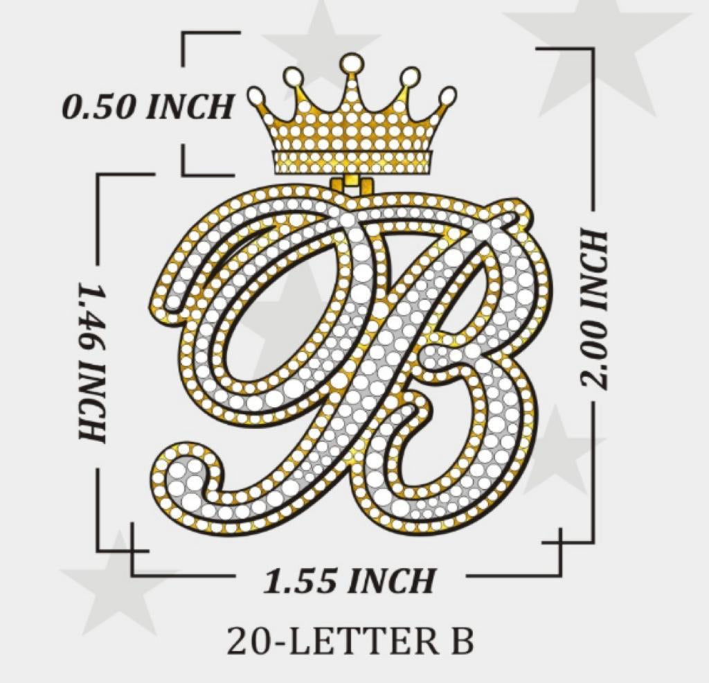 10k Yellow Gold diamond B initial pendant with crown