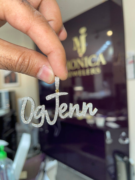 10k Yellow Gold diamond custom Diamond name plate