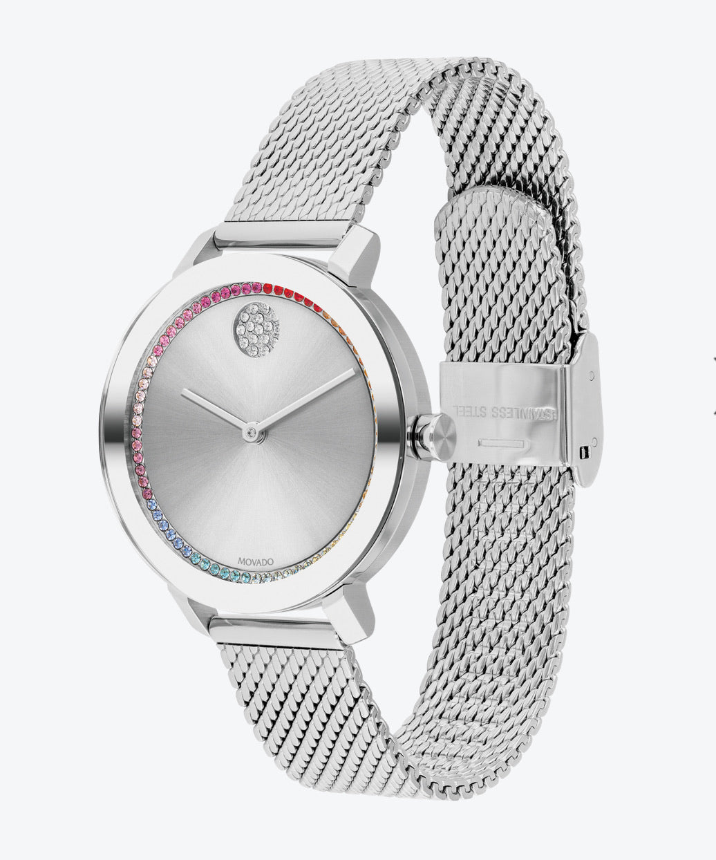 Movado Bold Stainless Steel Mesh Band Rainbow 3600698 34mm