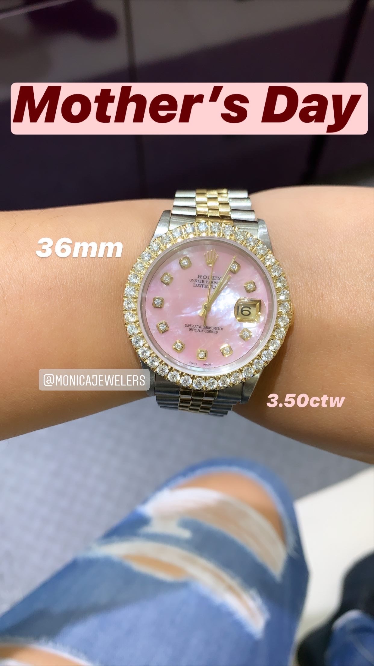 16233 18k/Stainless steel Jubilee with Pink mother of pearl dial 3ctw Diamond Bezel