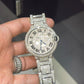 Stainless Steel Cartier 42mm Ballon Bleu De Automatic Watch Fully Iced out