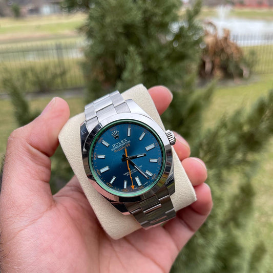 Rolex 116400GV Stainless Steel Milgauss Blue 40mm with green crystal