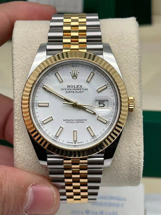 Rolex Datejust 18k/SS 41mm White Stick Dial Jubilee Bracelet Men's Watch 126333