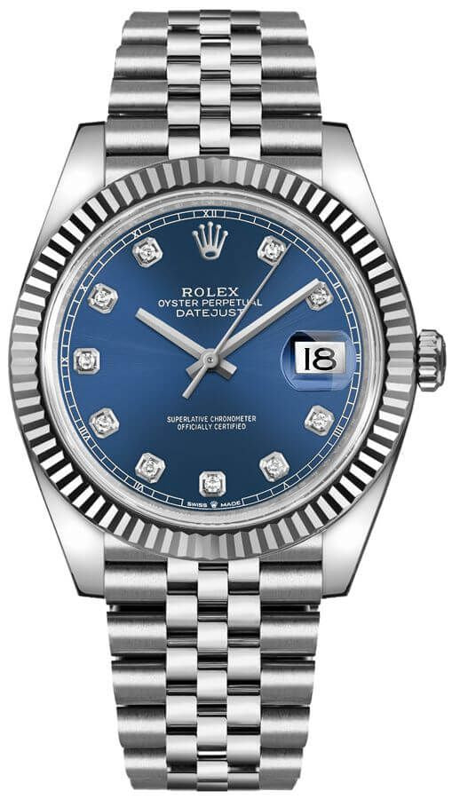Rolex Datejust 41 Blue factory Diamond Dial Jubilee Bracelet Men's Watch 126334