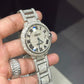 Stainless Steel Cartier 42mm Ballon Bleu De Automatic Watch Fully Iced out