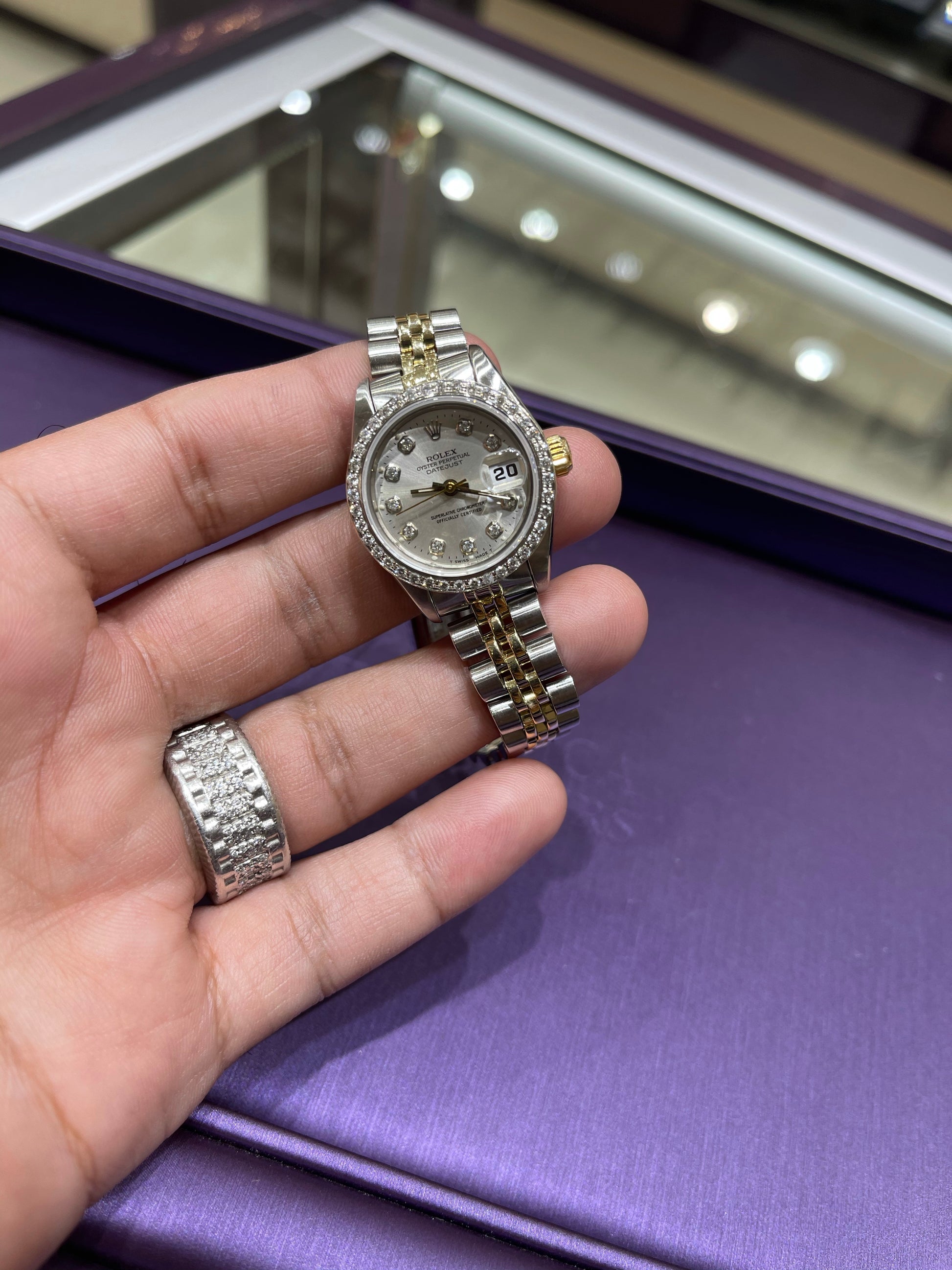 Rolex Datejust Ladies 26mm Jubilee Silver diamond dial with Diamond be – Monica