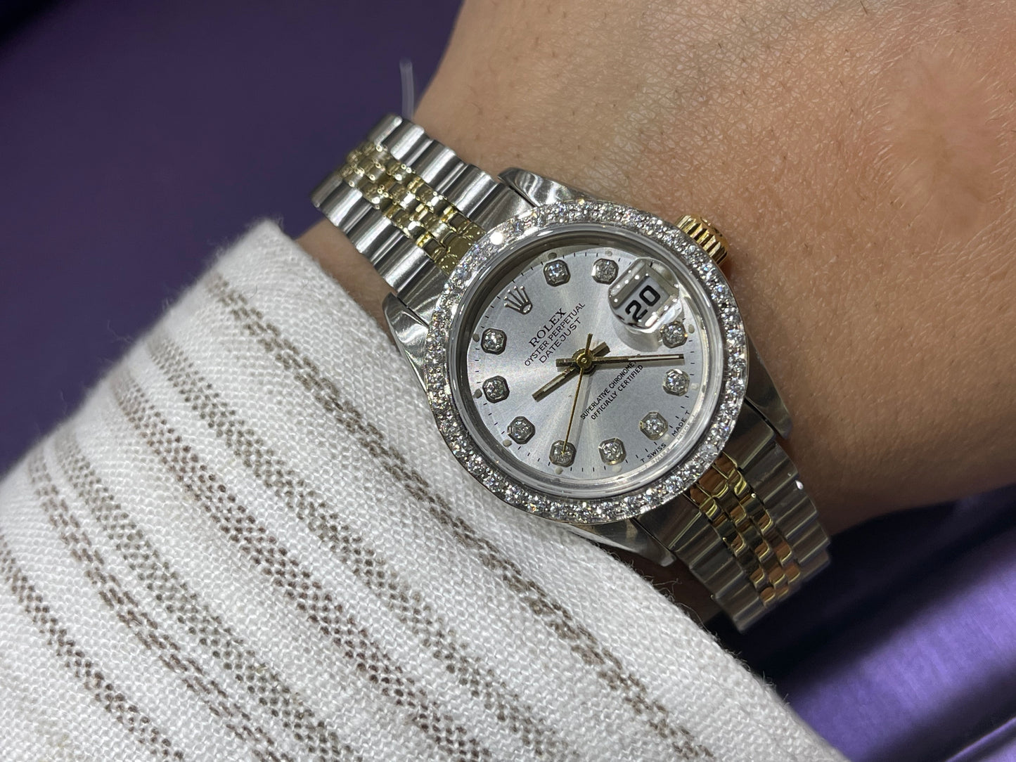Rolex Datejust Ladies 26mm Jubilee Silver diamond dial with Diamond bezel