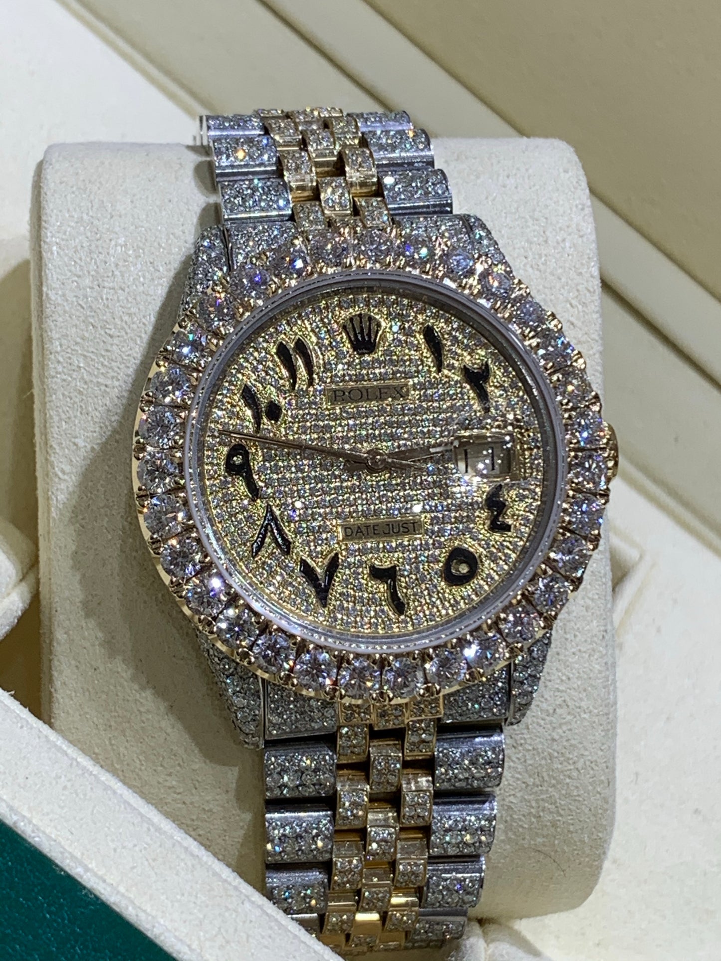 Rolex Datejust Yellow gold/ Stainless steel Jubilee with Iced out Arabic  Numeral Diamond dial 18 carats
