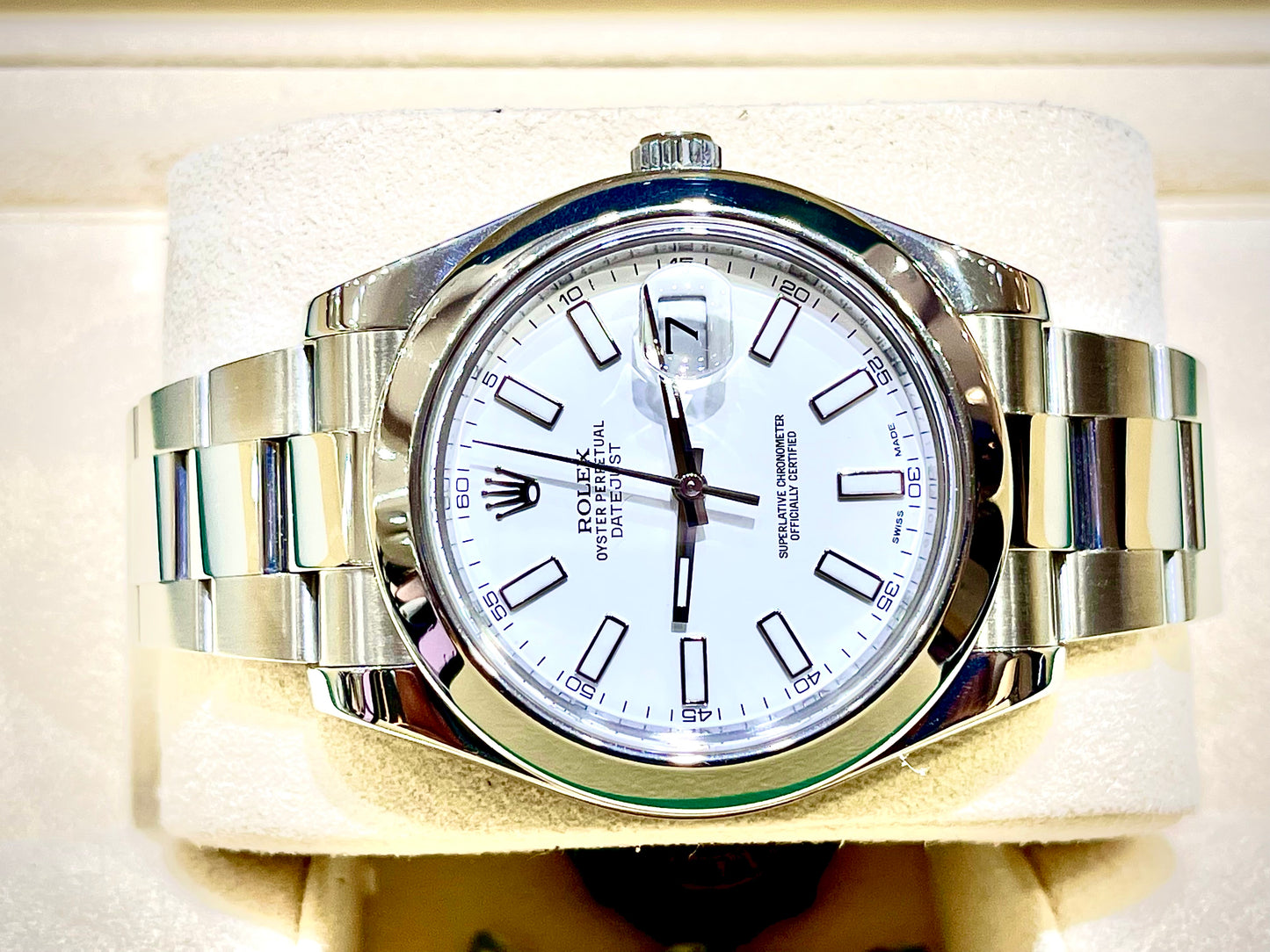 Rolex Datejust 41mm SS White Stick Dial 116300