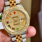Rolex  36mm iced out Yellow gold/ Stainless steel Jubilee with Iced out Rainbow Roman Numeral Diamond dial