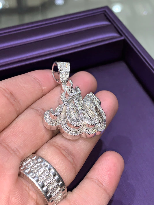 10k white Gold and diamond Allah 2.20ctw pendant