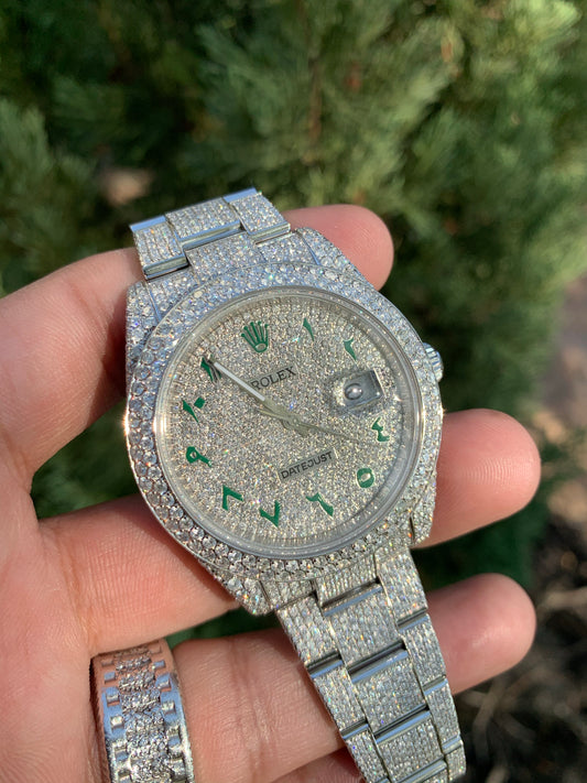 Iced out rolex used Clearance