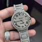 Stainless Steel Cartier 42mm Ballon Bleu De Automatic Watch Fully Iced out
