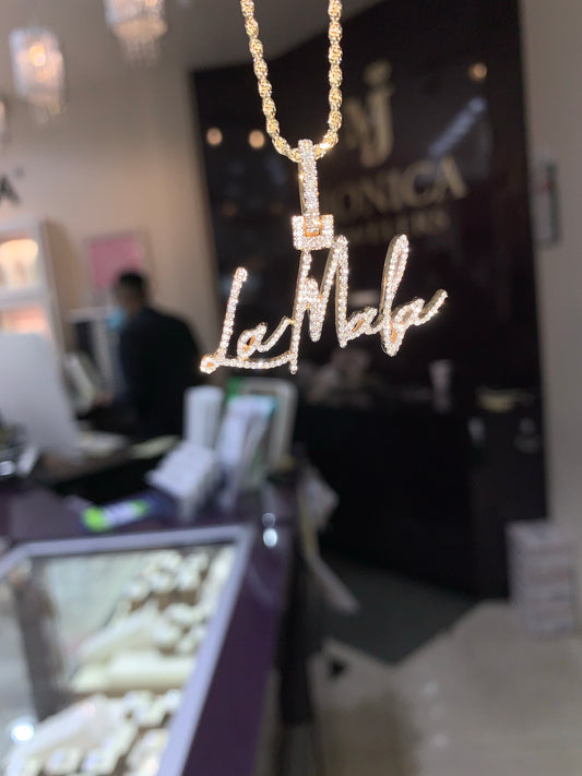 10k Yellow Gold diamond custom Diamond name plate