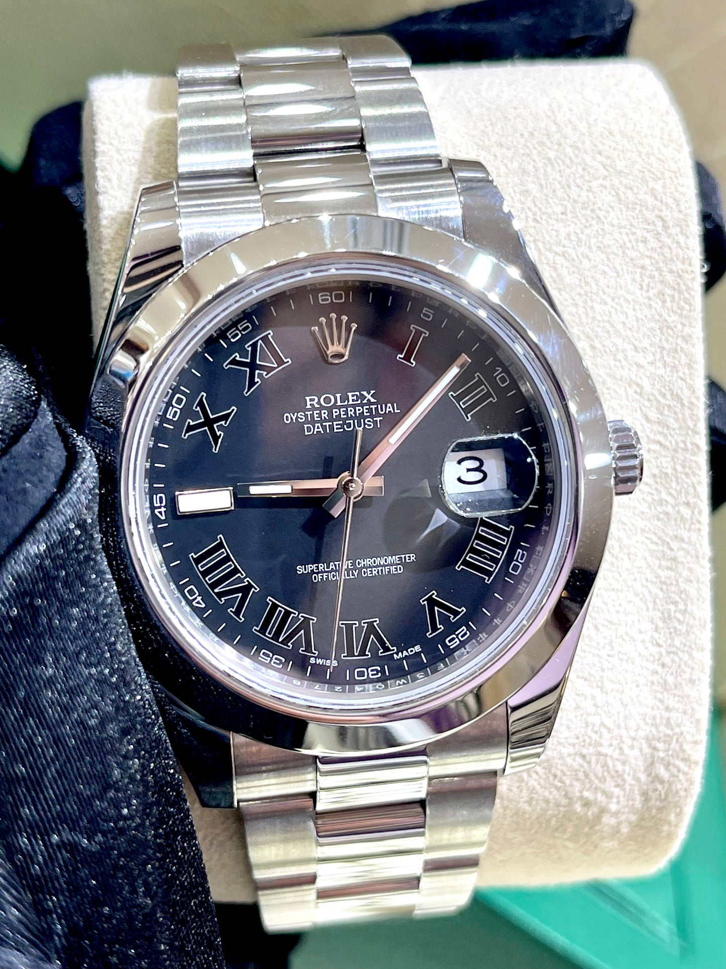 Rolex Datejust II 41mm SS Slate Stick Dial 116300 with card