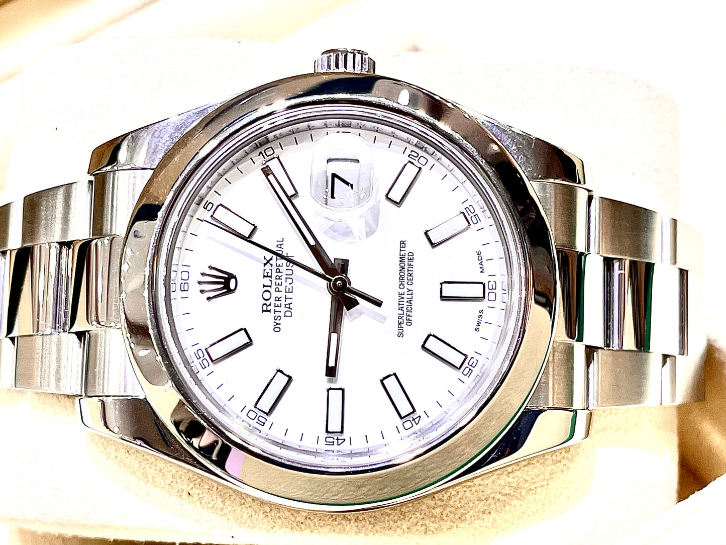 Rolex Datejust 41mm SS White Stick Dial 116300
