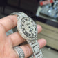Stainless Steel Cartier 42mm Ballon Bleu De Automatic Watch Fully Iced out