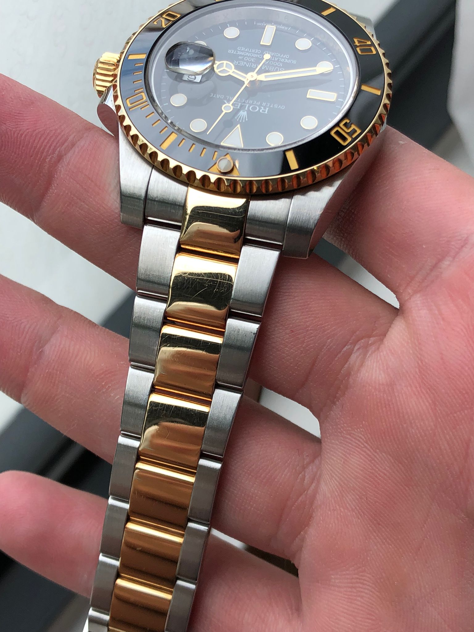 Vintage Rolex Submariner Stainless Steel and 18 Karat Gold, Black