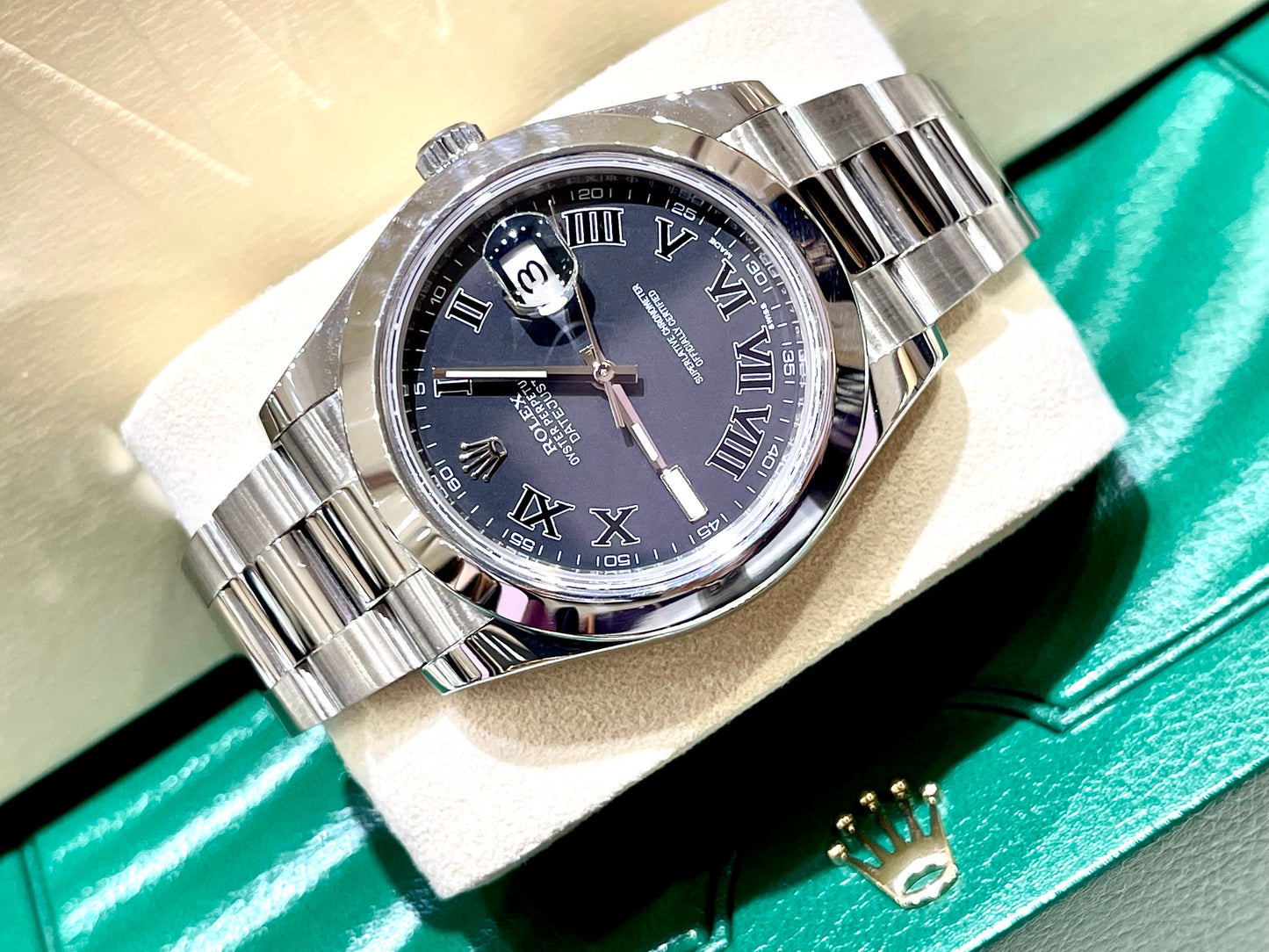 Rolex Datejust II 41mm SS Slate Stick Dial 116300 with card