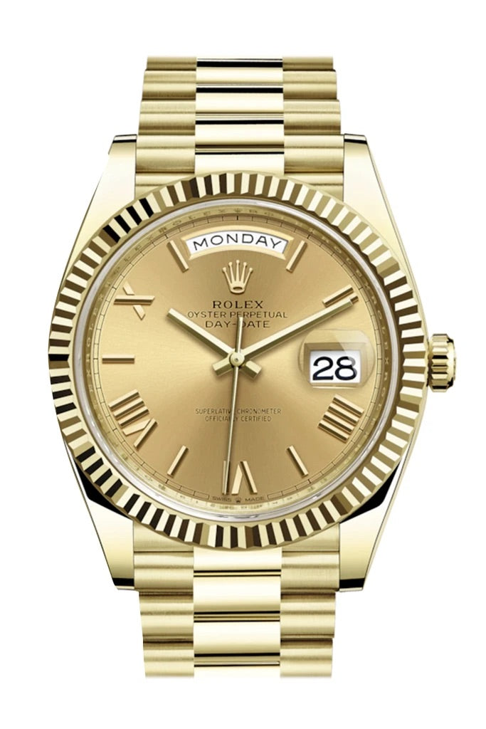 Rolex President Day Date 40mm 228238 18k Yellow Gold Champagne Roman Numeral