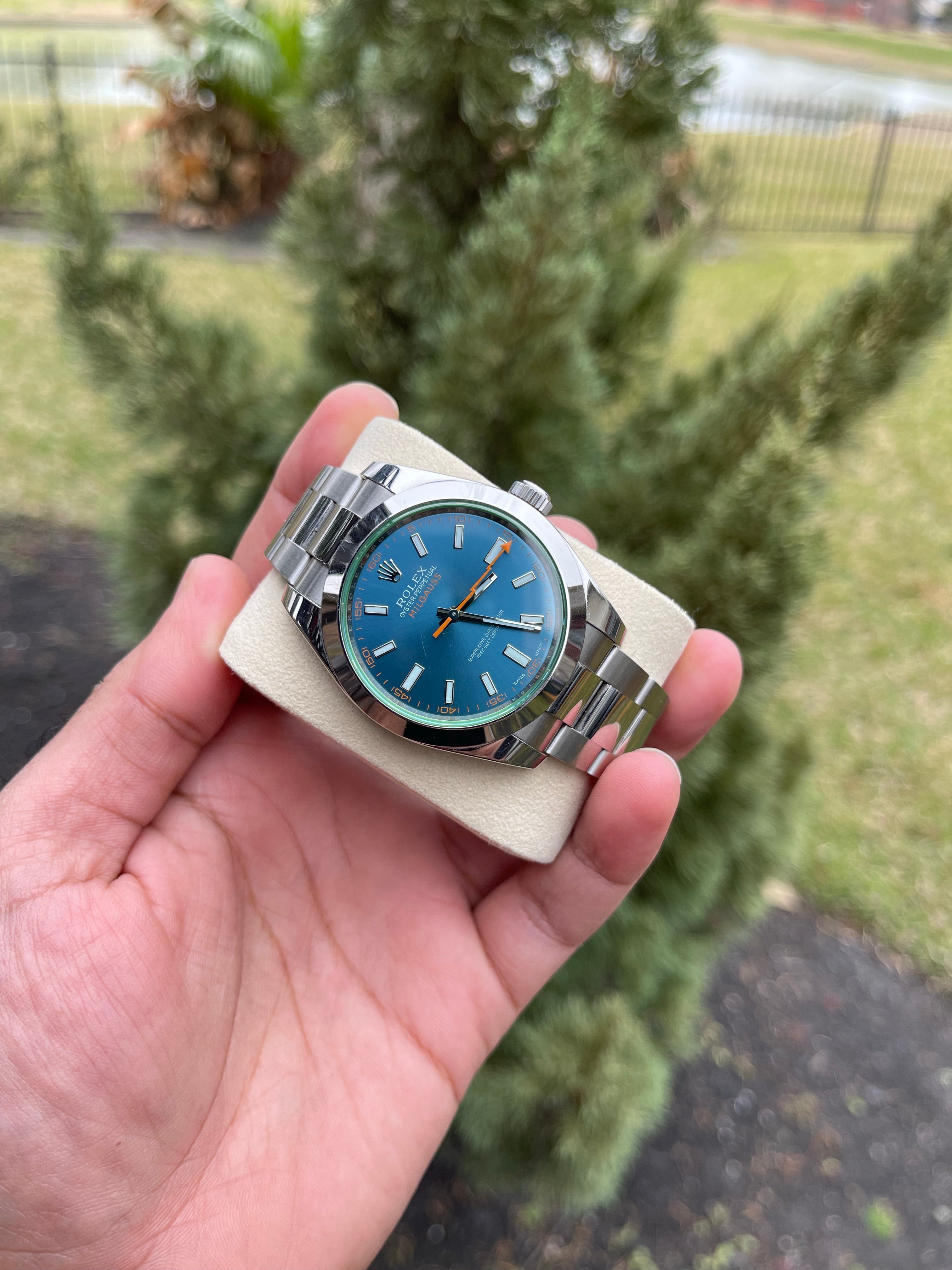 Rolex milgauss shop blue dial