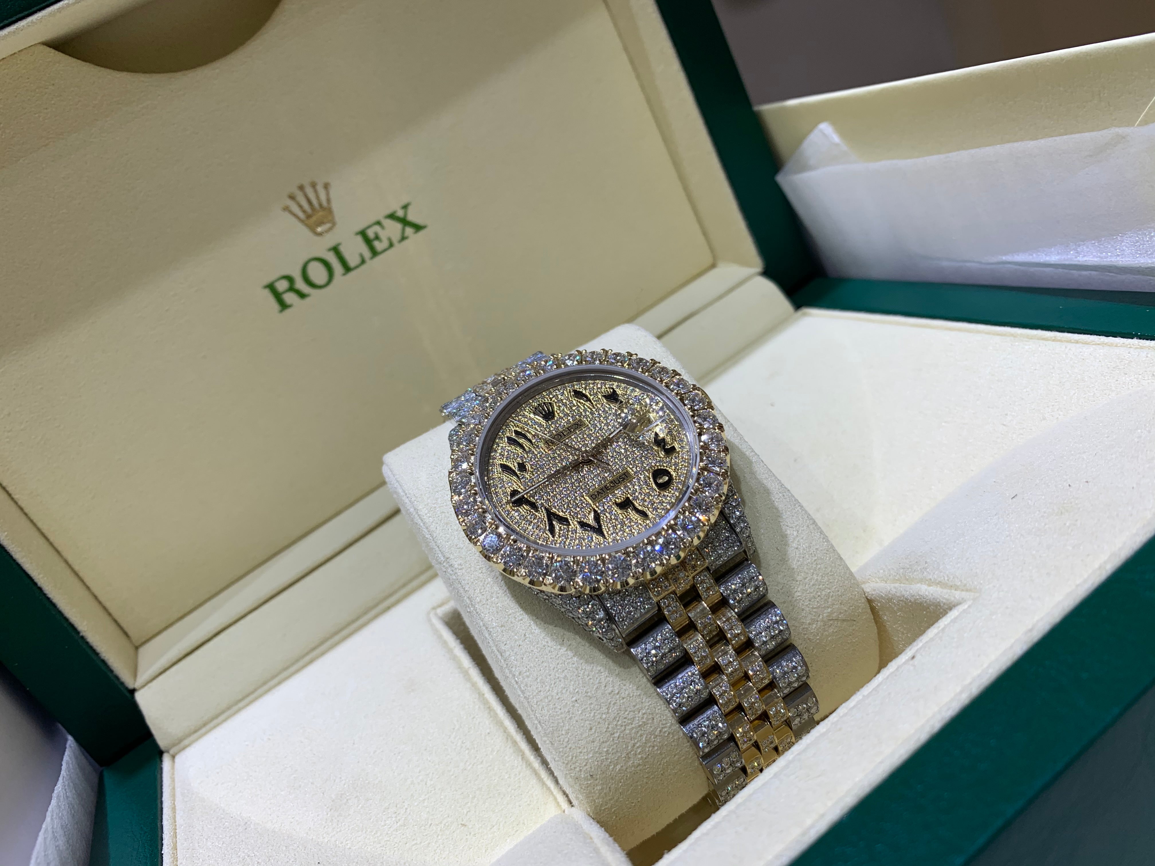 Rolex datejust arabic online iced out