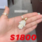10k Gold and diamond Hamsa pendant with chain