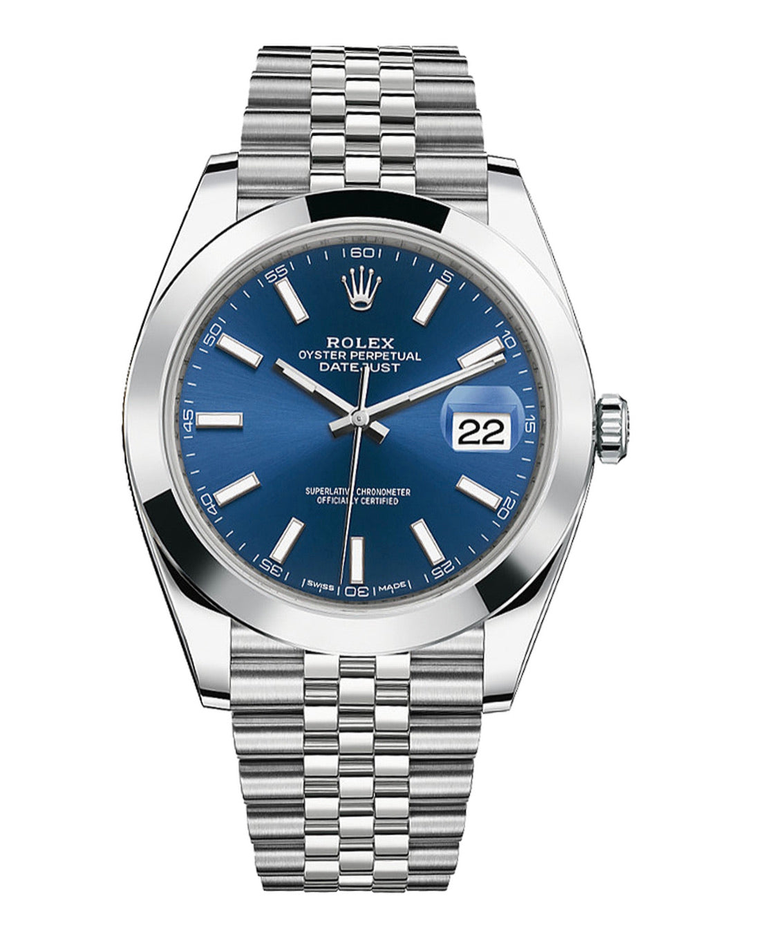 Rolex Datejust 41 Blue Stick Dial Jubilee Bracelet Men's Watch 126300