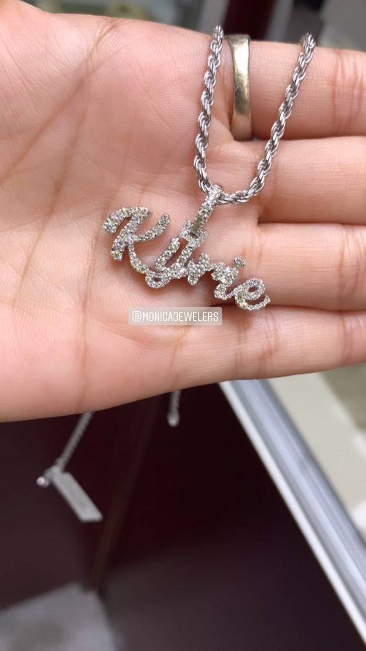 10k White Gold diamond custom Diamond name plate