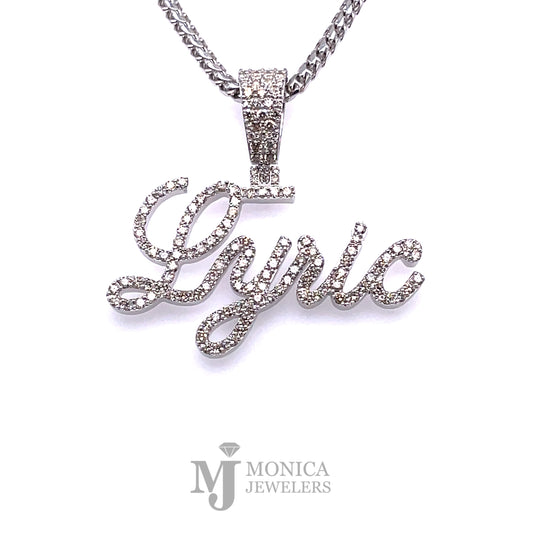 10k White Gold diamond custom Diamond name plate