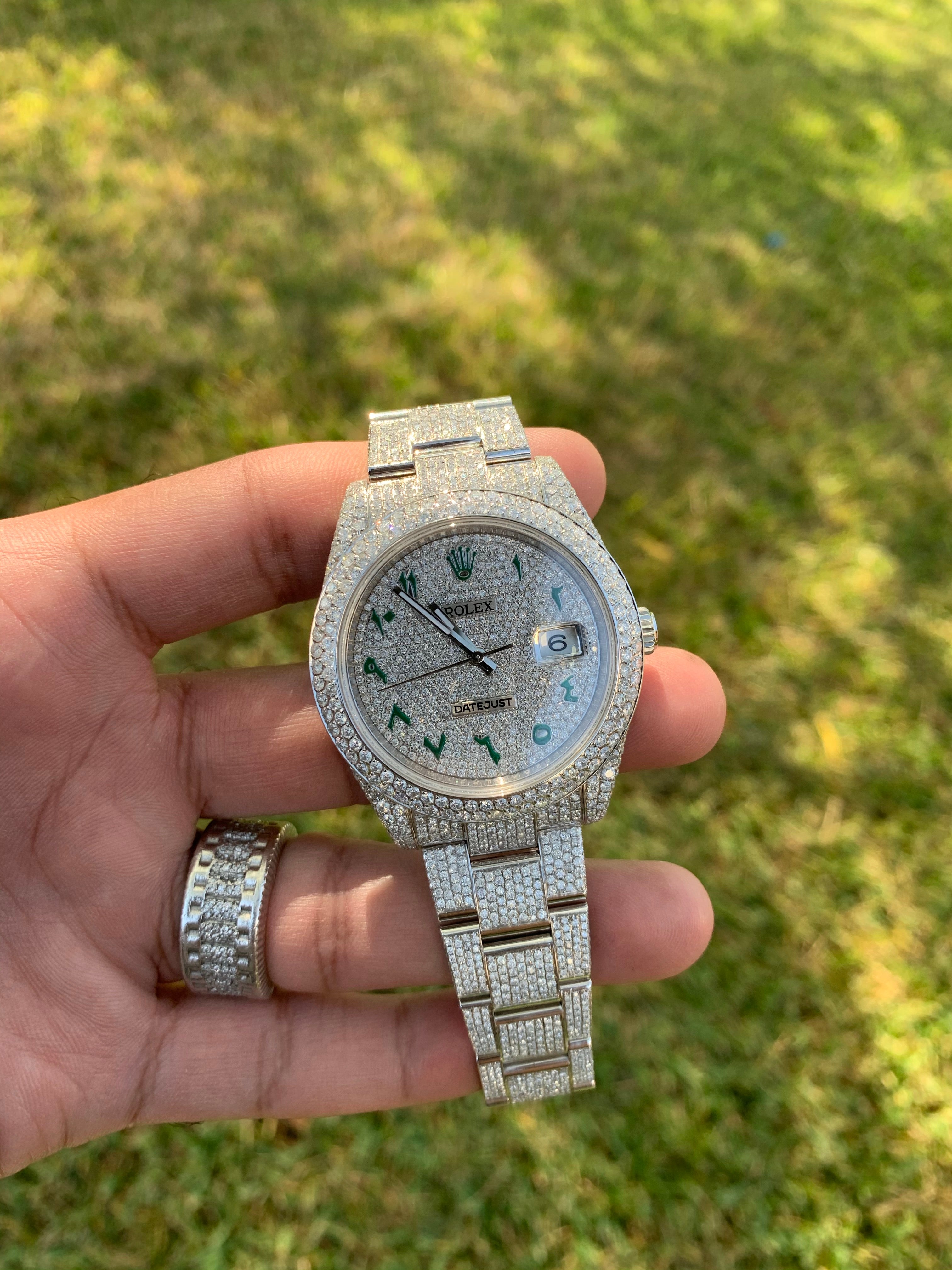 Two tone iced online out rolex