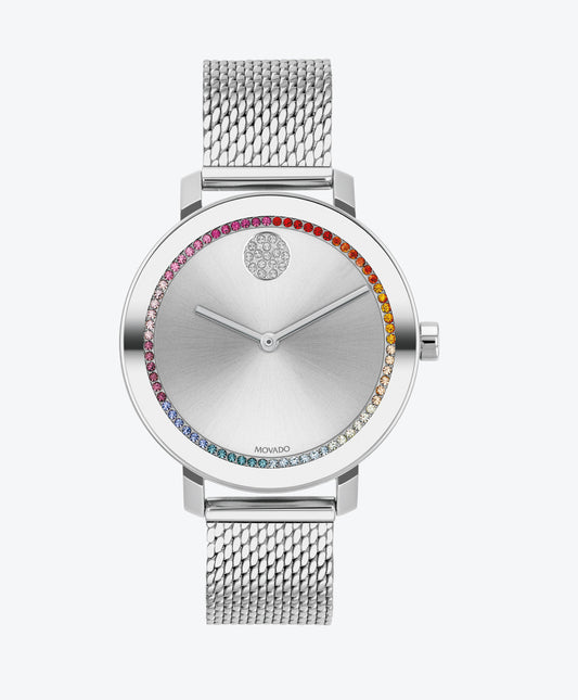 Movado Bold Stainless Steel Mesh Band Rainbow 3600698 34mm