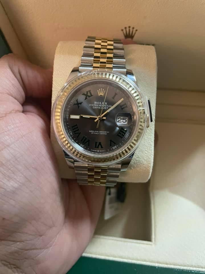 Rolex Datejust 18k/SS 41mm Wimbledon Slate Dial Jubilee  Bracelet Men's Watch 126333
