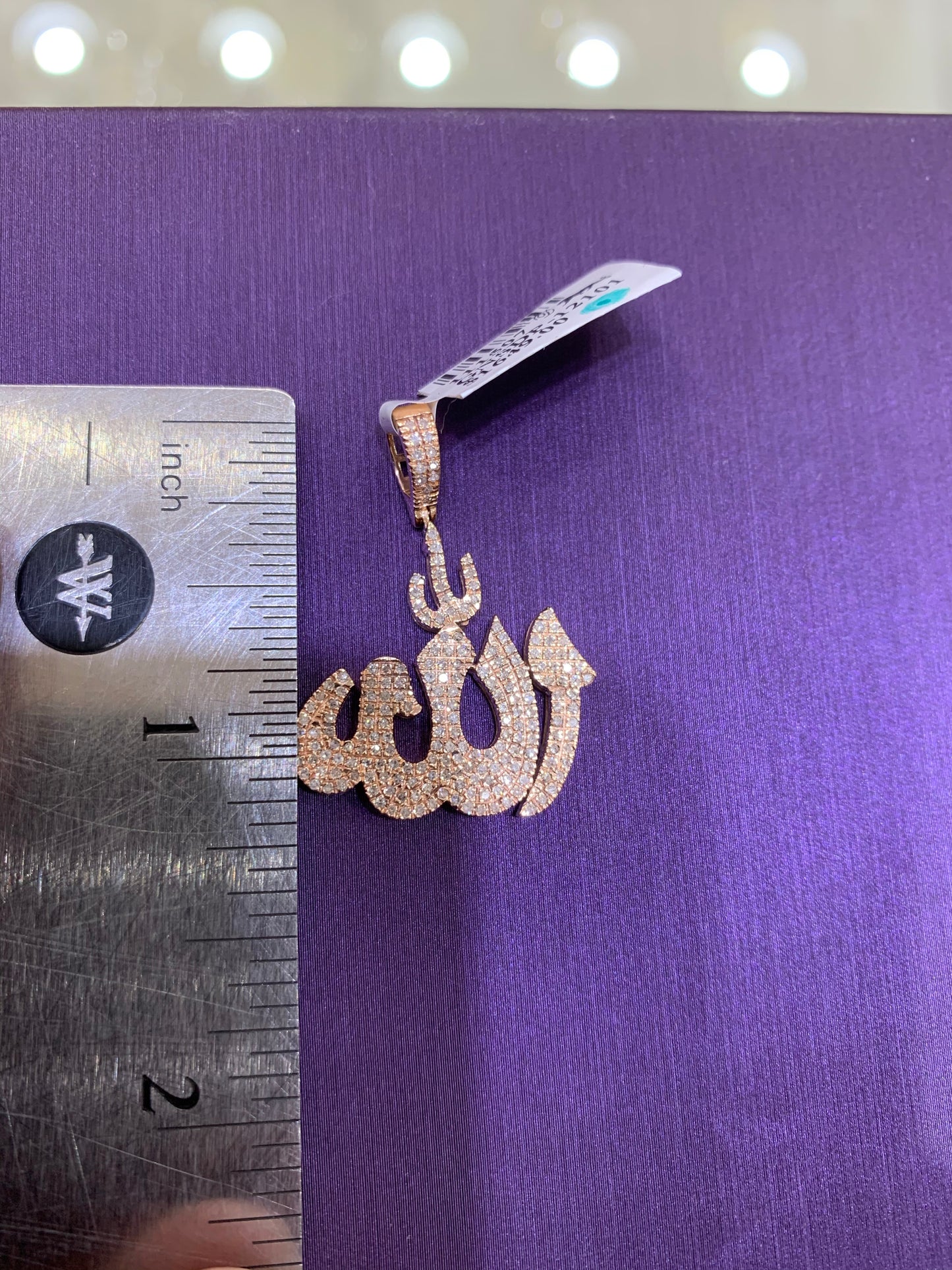10k Rose Gold and diamond Allah .52ctw pendant