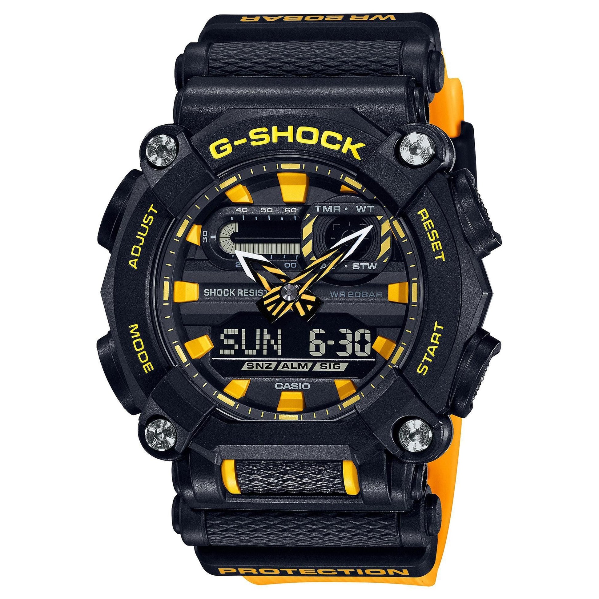 Men's Casio G-Shock Analog-Digital Yellow Resin Band Watch GA900A-1A9
