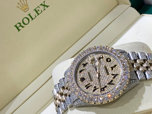 Rolex Datejust Yellow gold/ Stainless steel Jubilee with Iced out Arabic Numeral Diamond dial 18 carats
