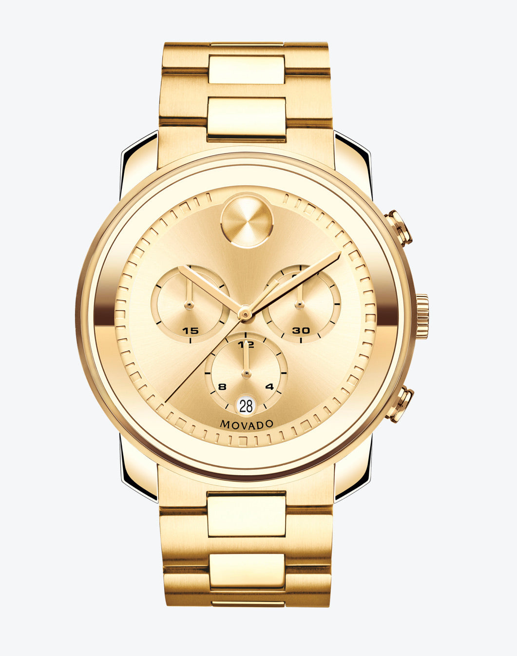 Movado Bold 44mm Gold Tone Chrono 3600278 – Monica Jewelers display picture 2