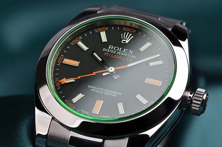 Rolex 116400gv Stainless Steel Milgauss 40mm with green crystal
