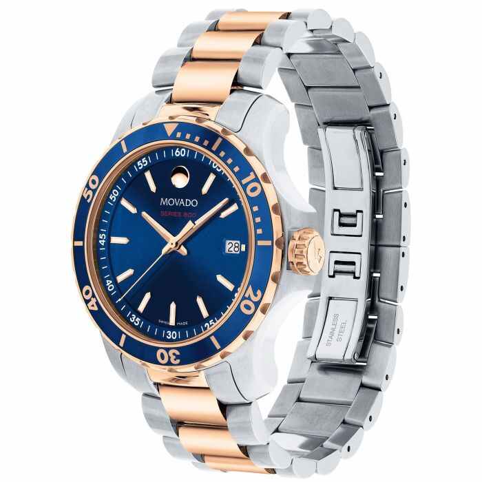 Movado Series 800 Two-Tone Rose Gold and Royal Blue Dial 2600149
