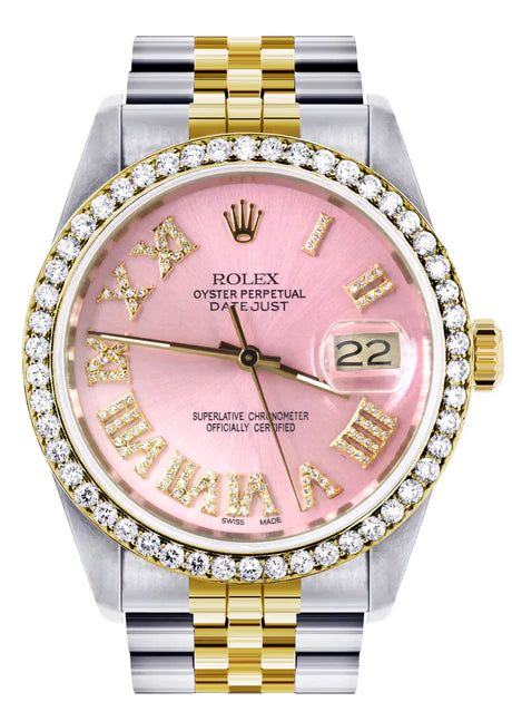 Womens Rolex Datejust Watch 16233 | 36Mm | Pink Roman Dial | Jubilee Band