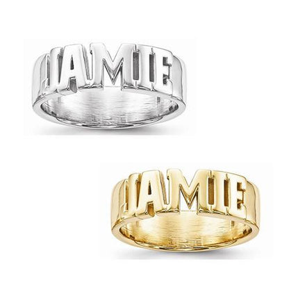 Casted High Polished Name Ring - AydinsJewelry